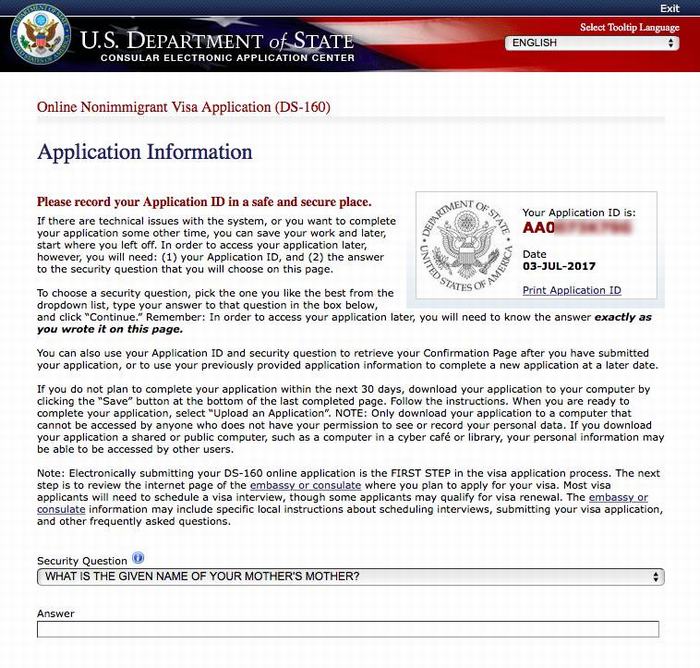 Khai thông tin xin Visa Mỹ