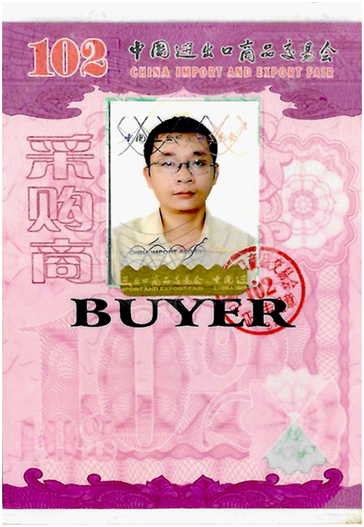 Thẻ tham dự Canton Fair 102 năm 2007 của Lê Quang Tuyến Hanoi Etoco